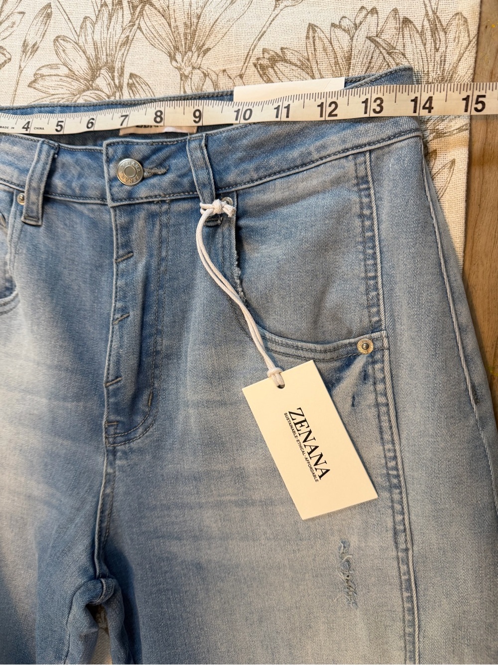 Zenana Outfitters Light Blue Barrel Jeans with Stretch - Picture 8 of 10